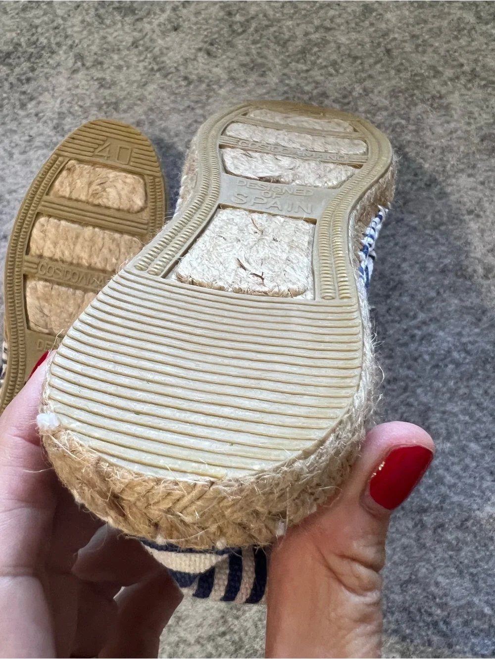 Striped Blue and White Espadrille Slip-Ons - Women